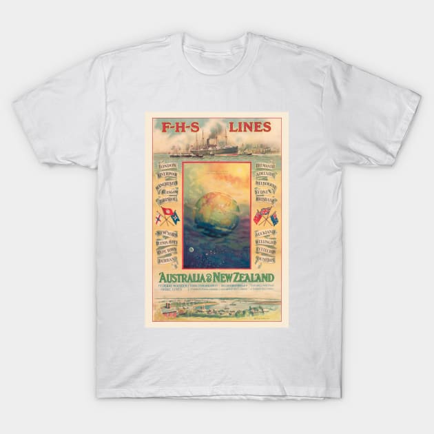 FHS Lines Australia Vintage Poster 1906 T-Shirt by vintagetreasure
